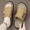 Fashion Men's Tide Summer New Style Leather Sandal Toe Cap Outdoor Leisure Sports Hollow Sandals Beach Shoes Handmade Men Shoes