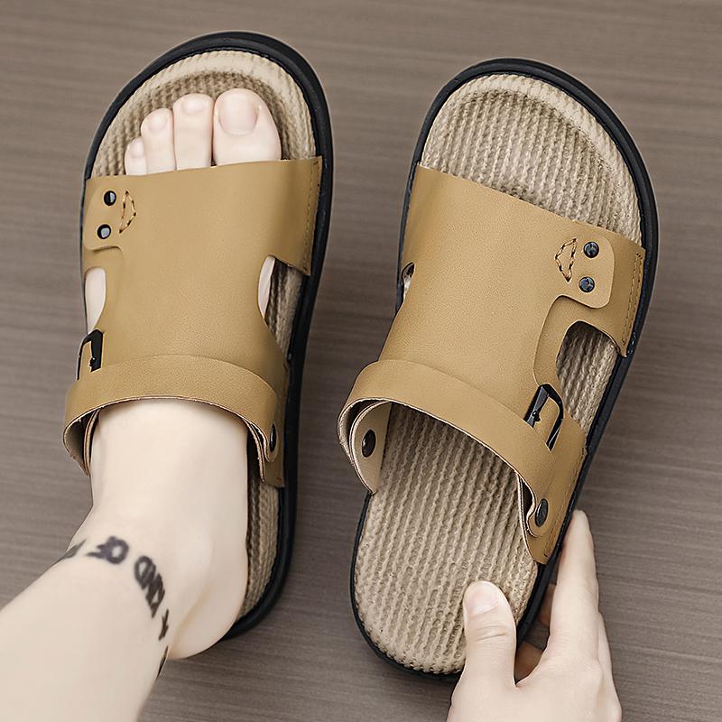 Fashion Men's Tide Summer New Style Leather Sandal Toe Cap Outdoor Leisure Sports Hollow Sandals Beach Shoes Handmade Men Shoes