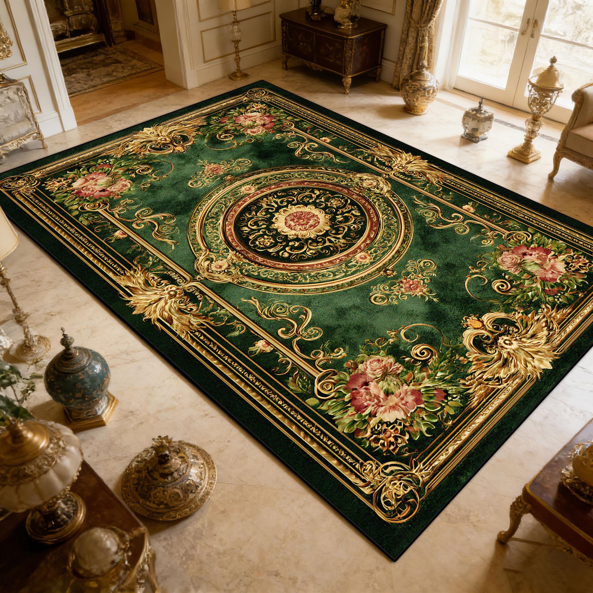

European Style CARPET FOR LIVE ROOM Bedroom Decoration Aesthetic Luxury Large Rugs Lounge Sofa Non-slip Washable Floor Mat Soft 50x80cm