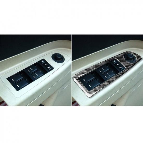 4Pcs For Chrysler 300 300C 05-07 Carbon Fiber Interior Window Control Cover Trim