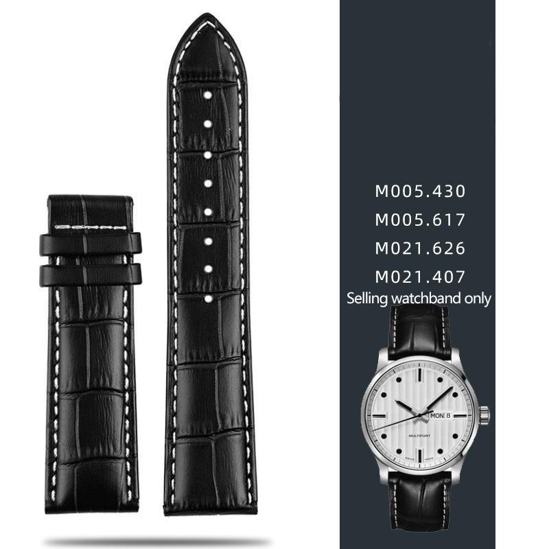 Leather Strap For Mido Helmsman M005 Orange Rudder M005614 m005430A Male Watch Chain with Butterfly Clasp Bracelet 22mm 23mm