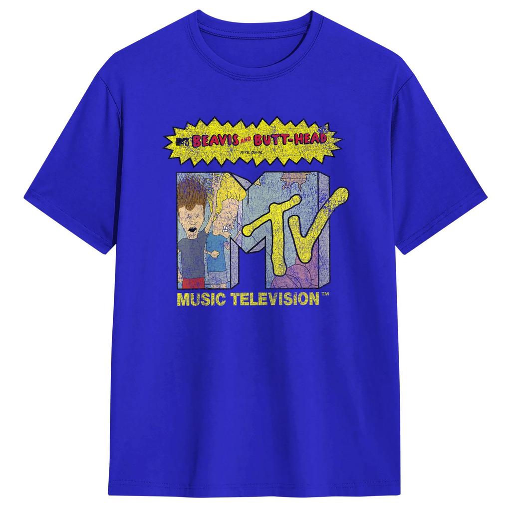 Beavis and ButtHead  MTV Logo TShirts for Unisex  Funny Pure Cotton Tees O Neck Short Sleeve T Shirts Graphic Printed Tops
