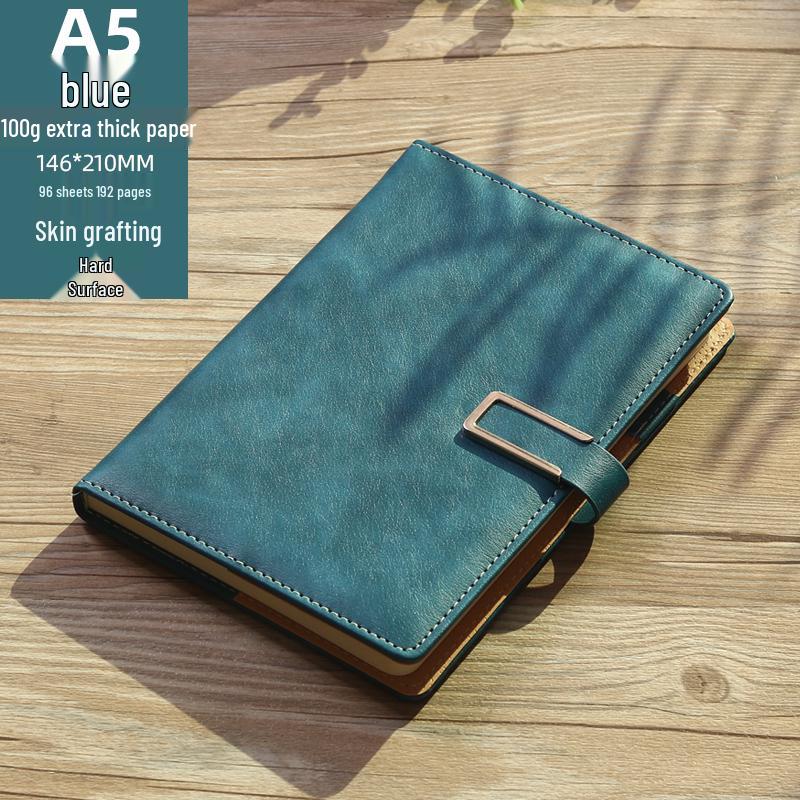 Men's Business Notebook with Printed Pages, Leather Cover, Magnetic Buckle, and Pen Holder. Perfect for Meeting Minutes and Office Use.