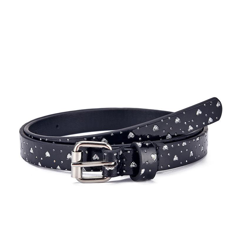 Nieuwe Kinderriem Mode Glitters Dunne Riem Casual Trend Jeugd Riem Basisschool Jongens en Meisjes Riemen Jeans Korte Riem 80cm black