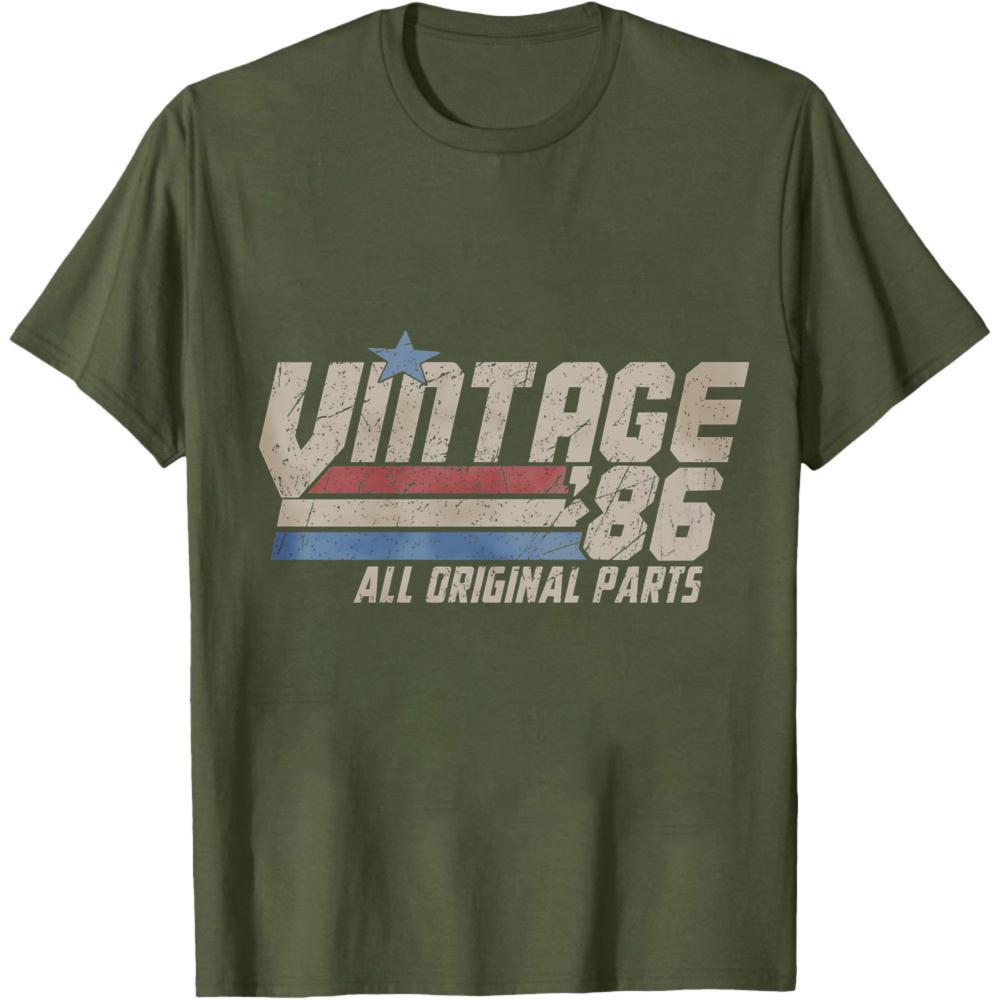 Vintage 86 All Original Parts Summer Men TShirt Retro American Style Casual Wear For Birthday Gift For Him