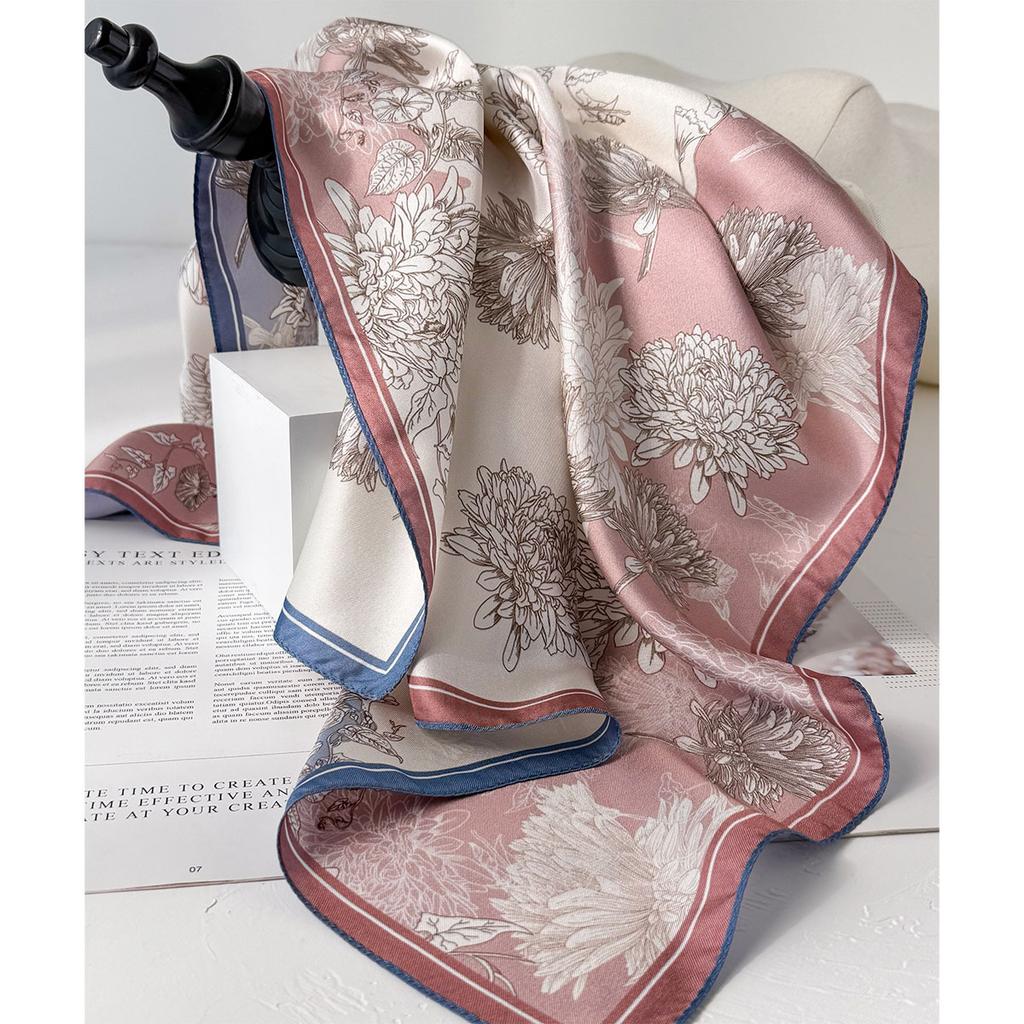 14 momme 100% Natural Twill Silk Scarf for Women Double side Female Foulard Shawl Wrap Square Neckerchief Hijab Bandana Scarves