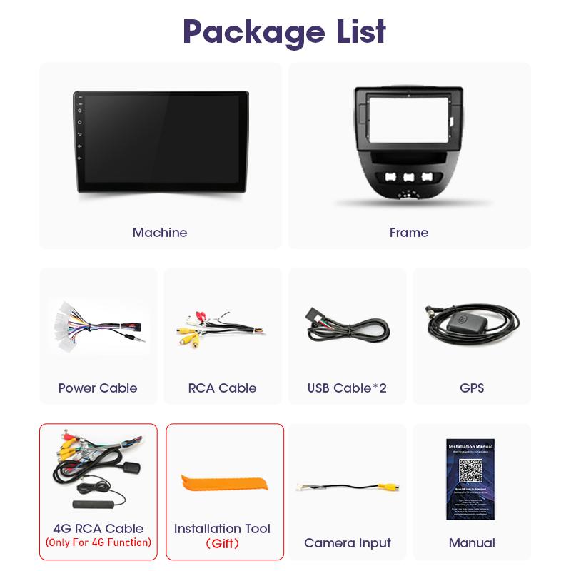 For Peugeot 107 Toyota Aygo Citroen C1 2005 - 2014 2 Din Android 12 Car Stereo Radio Multimedia Video Player GPS 4G Carplay Auto