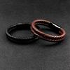 Mingao MF Double Leather Braided Stainless Steel Men's & Women Bracelets With Black/Brown Charm Magnet Clasp Custom Accessors