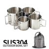 4-Piece 304 Stainless Steel Outdoor Camping & Travel Set: Foldable Cups & Bowls.