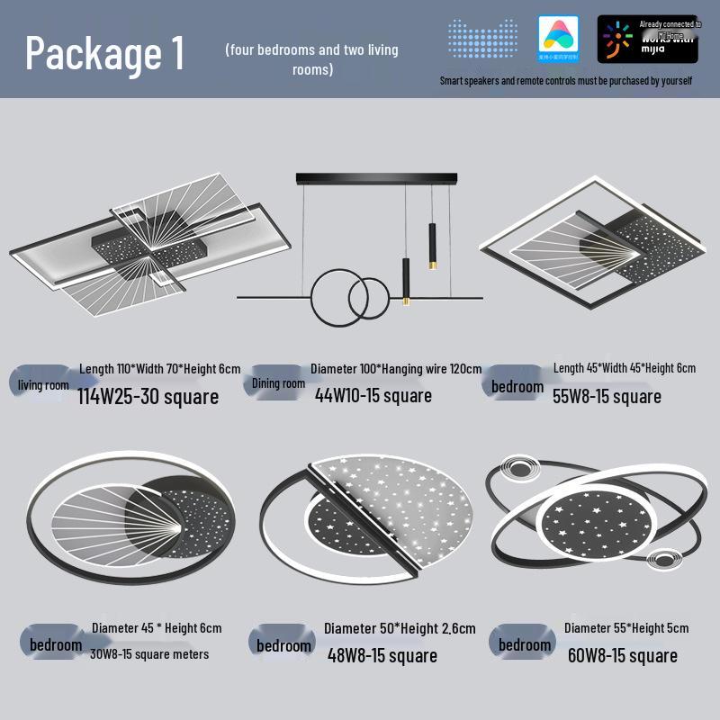 Smart Ceiling Light Package for Living Room - Compatible with Mijia Xiaoai Control