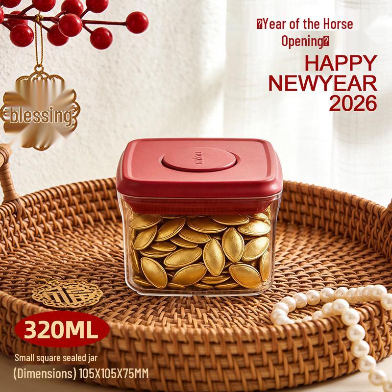 Ankou Horse Year New Year Gift Box: Press-Type, Food-Grade, Moisture-Proof Candy & Snack Storage Jar Set.