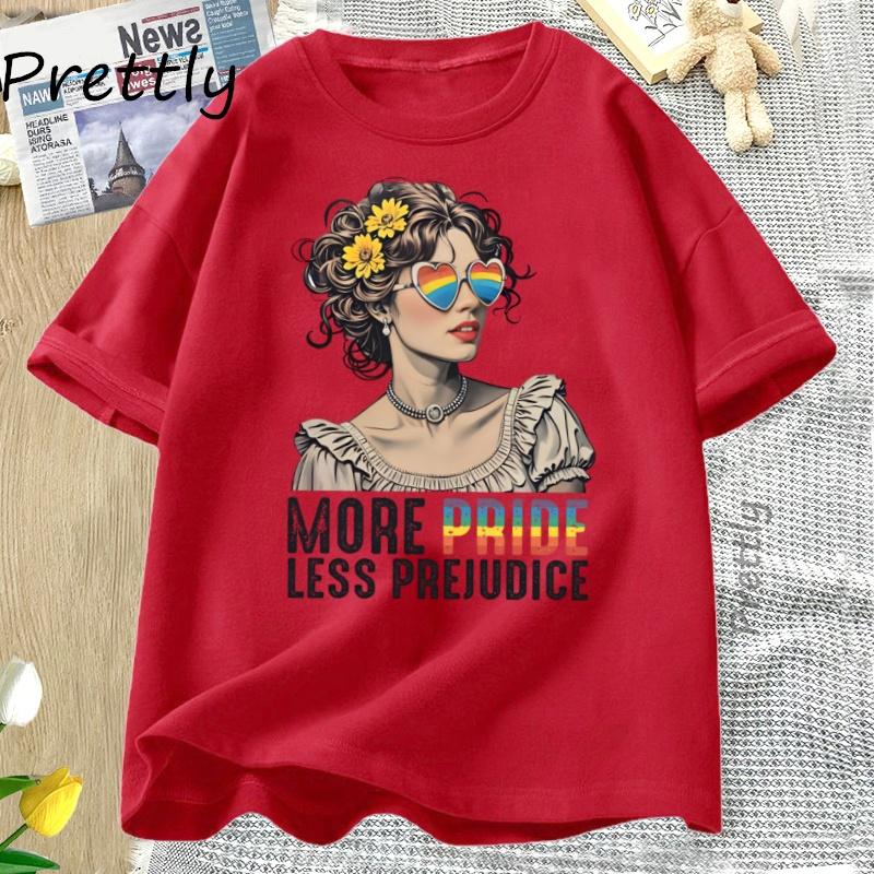 Mehr Stolz Weniger Vorurteile T-Shirt LGBTQ T-Shirt Pride Month LGBTQ T-Shirt Freizeit Baumwolle Kurzarm Rundhals Damen Kleidung