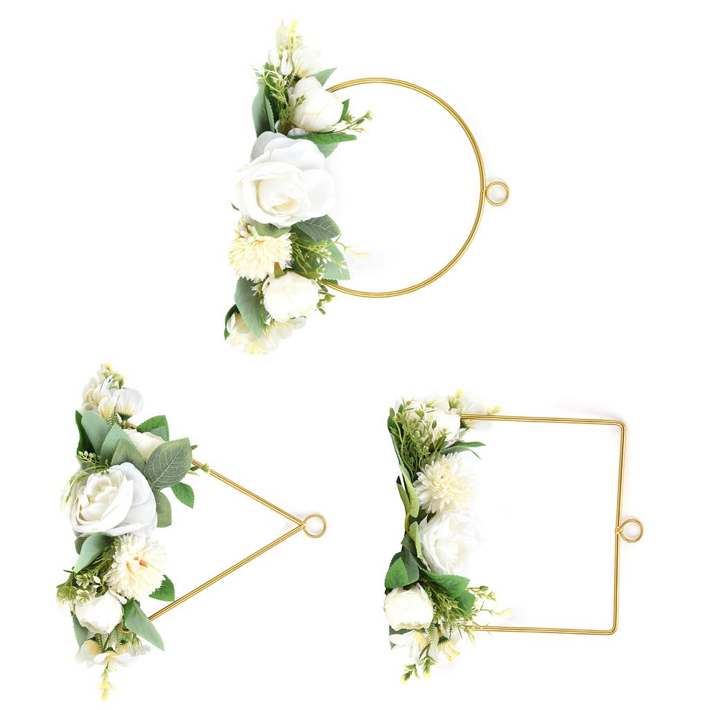 Blumenkranz Metallring Kranz Künstlicher Wandhängekranz für Hochzeit Zuhause Café