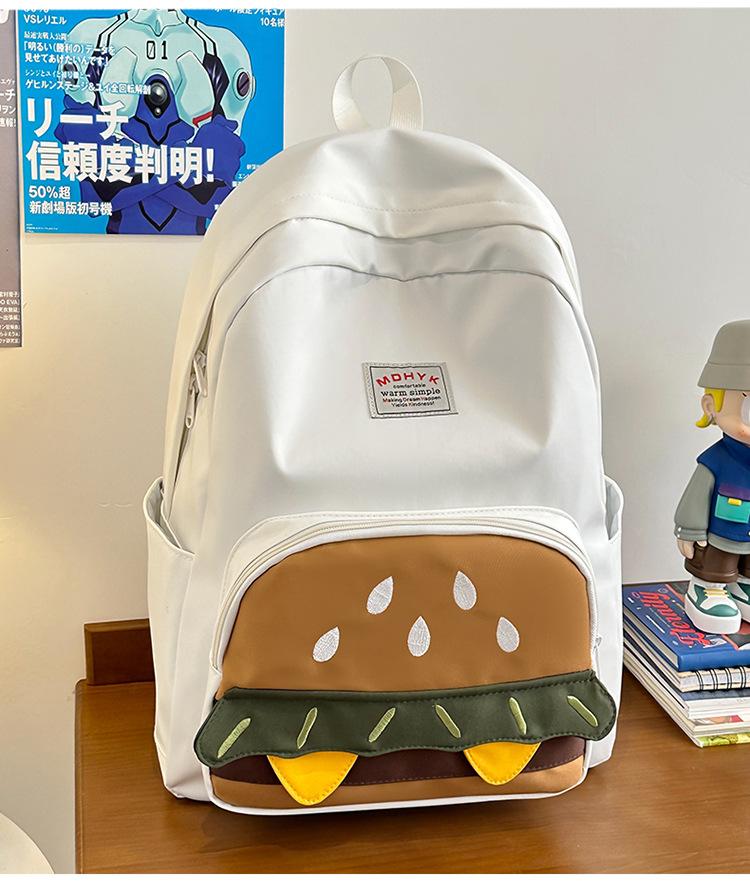 School Bag 2025 New Design Sense Niche Backpack Hamburger Cute Large Capacity Campus School Bag Leisure Travel Backpack
