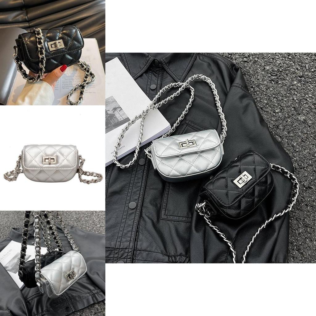 Chic Silver Mini Shoulder Bag For Women Soft Texture And Stylish Quilted Design