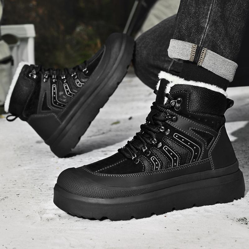 Warme Fleecegefütterte High-Top Winter Herren Wanderschuhe Outdoor Sports Laufschuhe Übergröße Lässige Sneakers für Herren