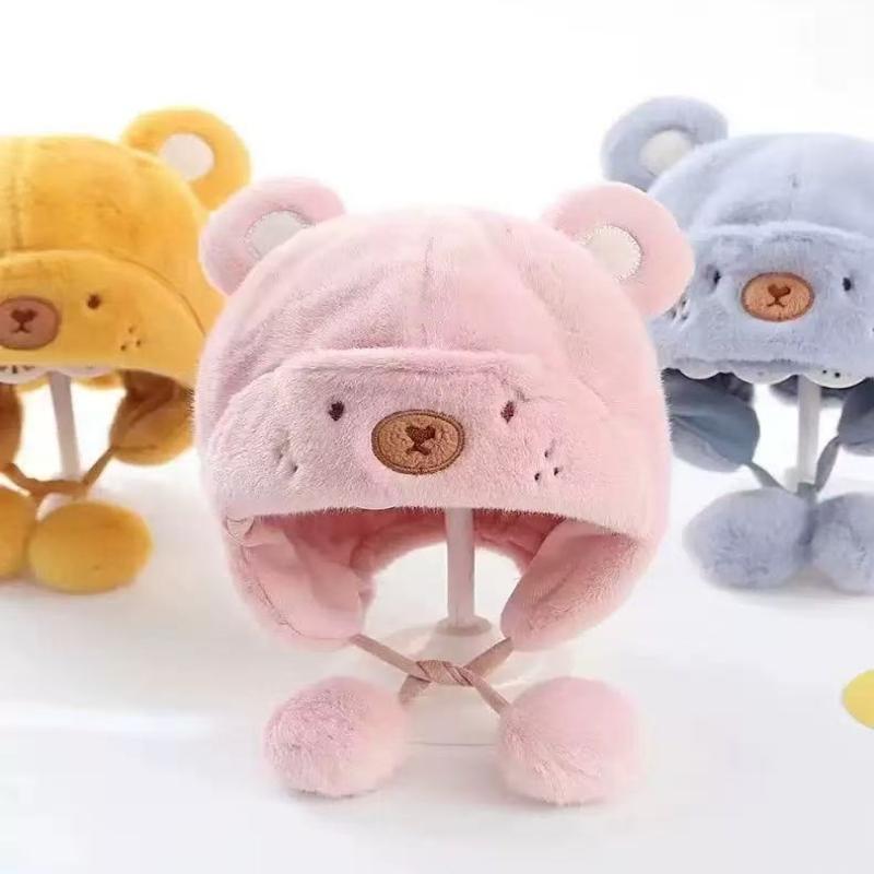 1ks Teplé Měkké Novorozenecké Čepice Krásná Zimní Dětská Čepice Medvídek Fleece Vlna Ochrana Uší Chlapecká Dívčí Čepice Beanie Pro Děti