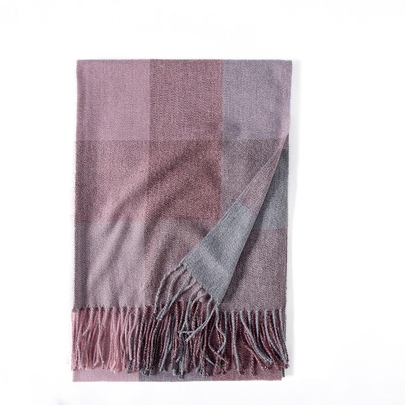 Soft Acrylic Plaid Scarf Women Winter Warm Shawl With Fringe Casual Chic Accessory