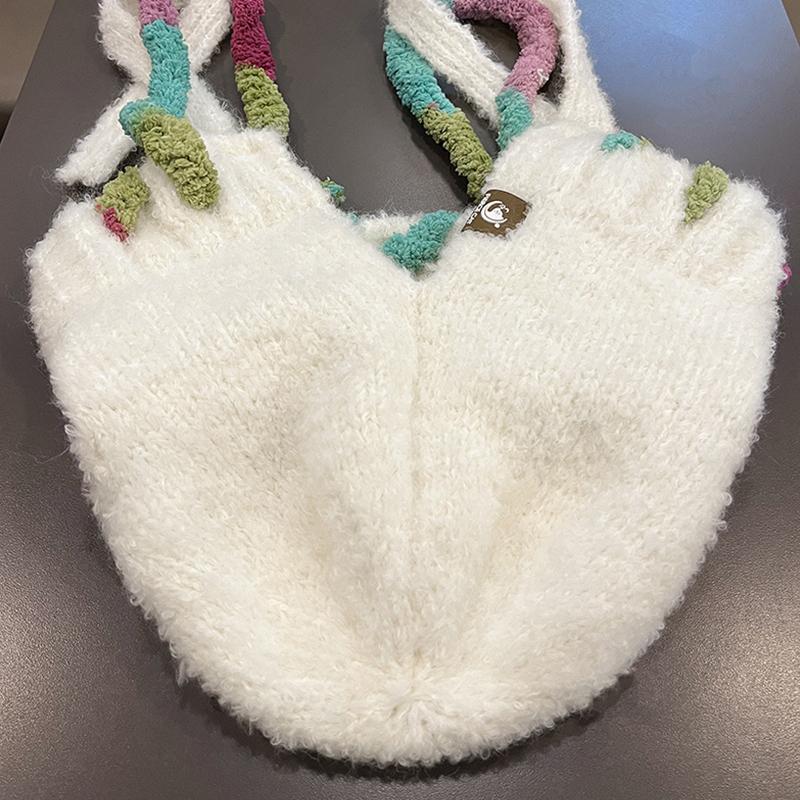 Dopamine Cat Ears Plush Bomber Hat Women Autumn Winter Cycling Cold And Warm Face Small Bag Head Ear Protection Knitted Hat