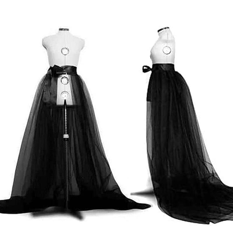 Black Tulle See-Through Midi Skirt Evening Dress - Vintage Prom and Party Attire