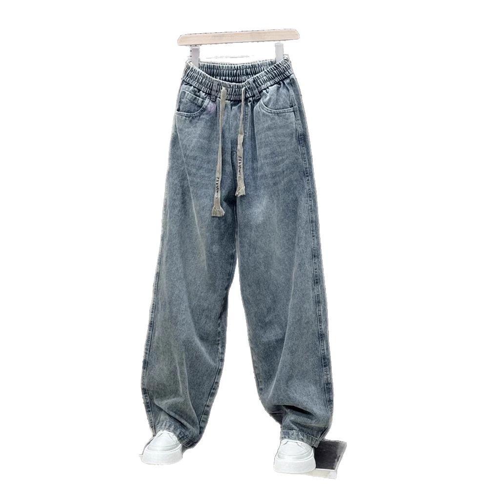 

Trendy Men s Vintage Wash Wide-leg Jeans, Elastic Drawstring Waist Casual Pants, Streetwear Jeans for Daily Wear & Urban Styling XXXL