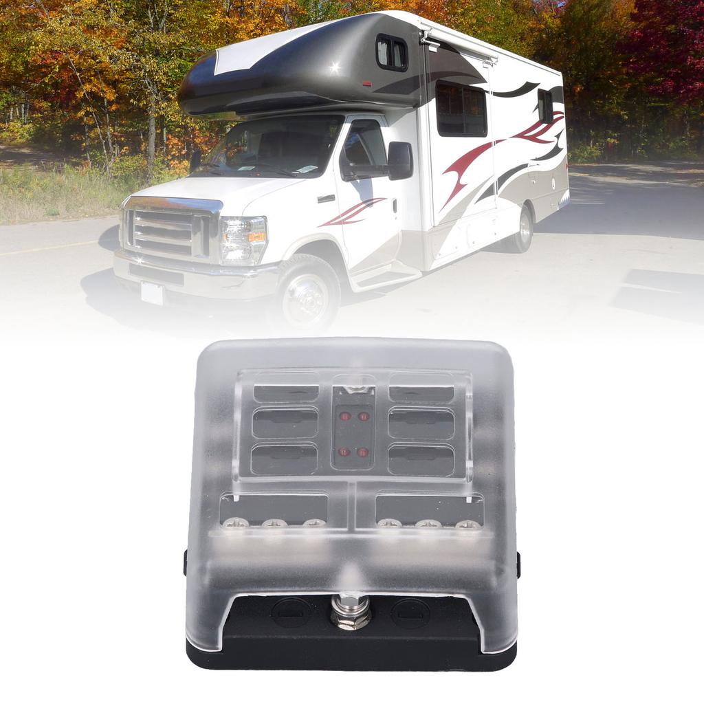 6 Way Box, LED Display, 32V Carrier for Car, Boat, Truck, with Waterproof Cover, 100A Highest Input Current