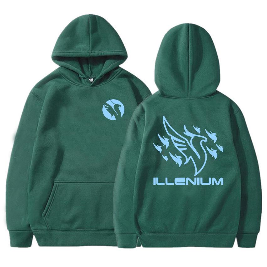 ILLENIUM Print Hoodies Long Sleeve Fashion Winter/Autumn Sweatshirts Fleece Warm Men Women Pullovers Streetwear Graphic Clothing