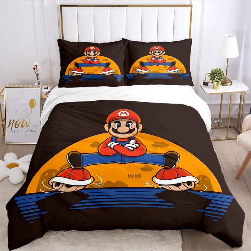 3pcs bedding set Mario Includes 1 Comforter + 2 Pillowcases, Without Pillow Inserts, Soft Comfortable,a0909163