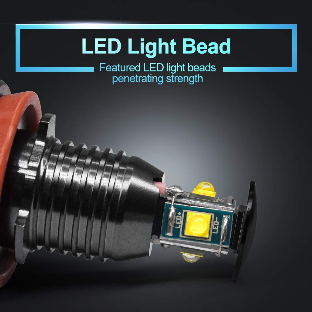 Biqing H8 LED Squid Ring Bulb 40W 6000K LED Canceller Built-in Angel Eye LED