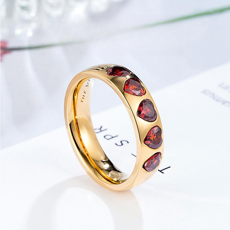 New Love Row Diamond Ring Plated Light Luxury High-end Ring Women's Titanium Steel Jewelry