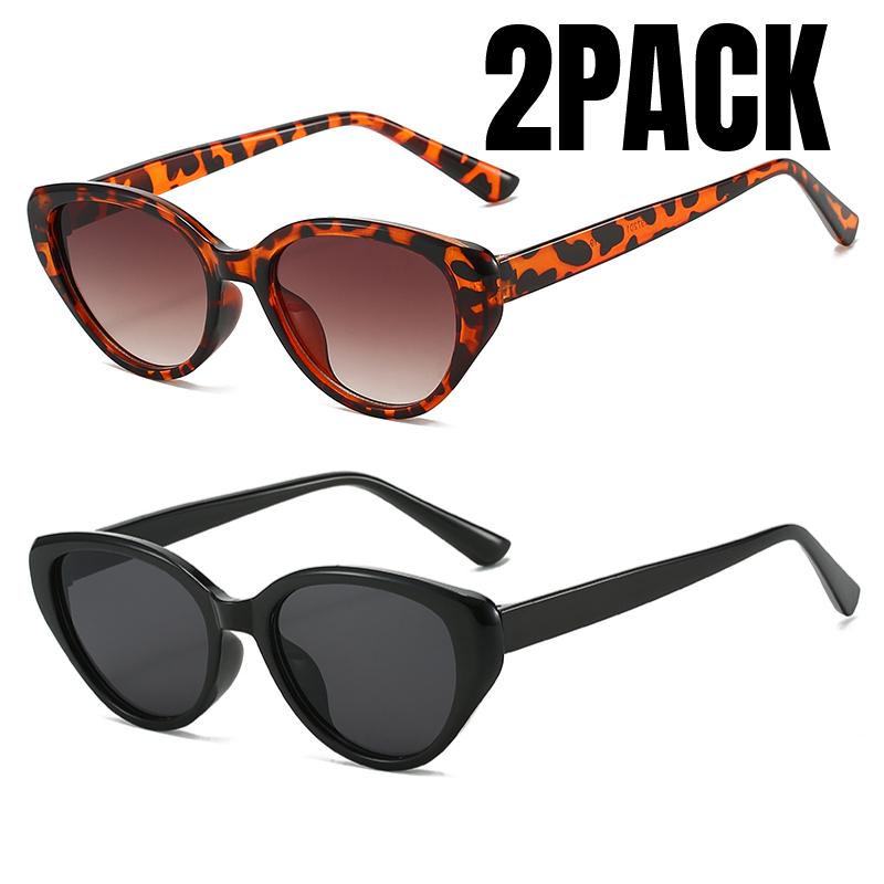 2PACK New Women Cat Eye Sunglasses Retro Premium Sun Glasses Men Sun Protection Fashion Eyewear Luxury Brand Design Uv400