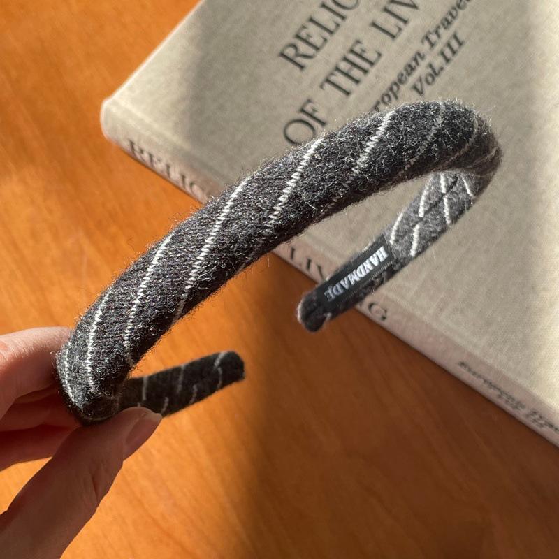 Высококачественная корейская твиловая шерстяная повязка на голову: Стильный узкий аксессуар для волос на осень и зиму