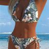 1011 European and American New Swimsuit Sexy Gathering Split Multi-color Optional Drawstring Printed Bikini