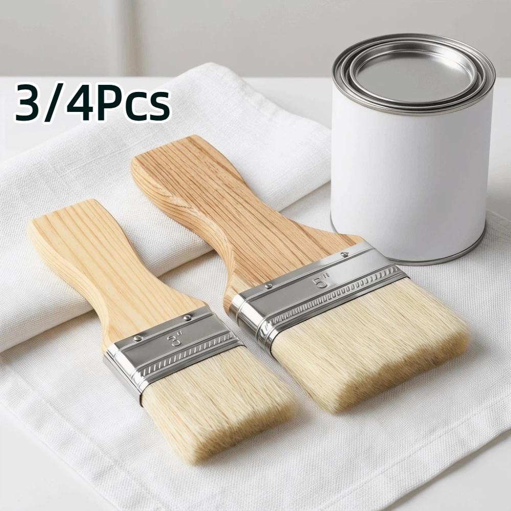 3/4Pcs Multipurpose Flat Paddle Paint Brushes 2/3/4/5in Artist Painting Brushes  for Furniture