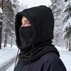 Winterwarme Mütze mit Maske und Nackenwärmer Unisex Sturmhaube Kapuze Winddichte Maske mit Kordelzug Reitkopfbedeckung Warme Mütze