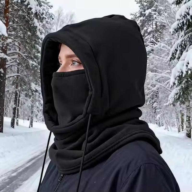 Winterwarme Mütze mit Maske und Nackenwärmer Unisex Sturmhaube Kapuze Winddichte Maske mit Kordelzug Reitkopfbedeckung Warme Mütze