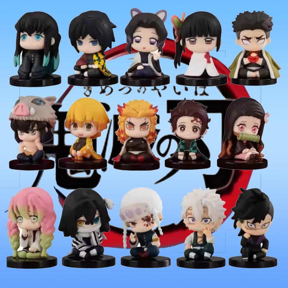 Styl Demon Slayer Figurka Hračka Anime Kimetsu no Yaiba Q Verze Sedící Tanjiro Nidouzi Inosuke Zenizu PVD Figurka Model Panenka