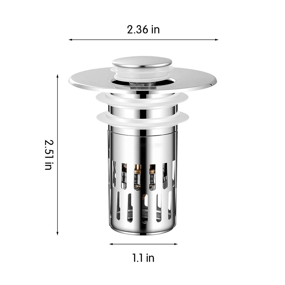 Stainless Steel Bathroom Sink Drain Strainer Anti-Clogging Anti-Odor Hair Catcher with Removable Filter Basket Brass Core