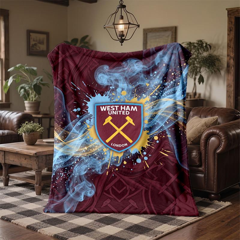 Coperta in Flanella con Stampa West Ham United Calcio Morbida Calda Coperta da Divano Letto per Casa Ufficio Camera da Letto