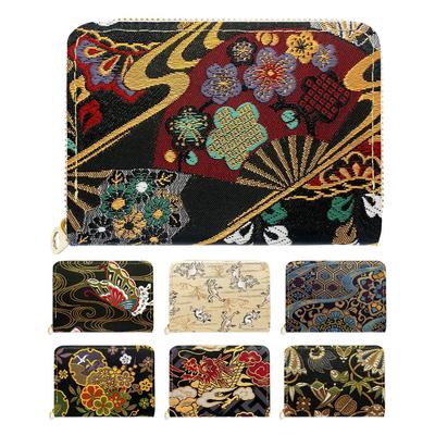 Nishijin-ori Tsukikage Mini Wallet Compact Wallet Round Zipper Wallet Small Wallet Card Storage Mini Wallet Japanese Style Japanese Pattern Japanese