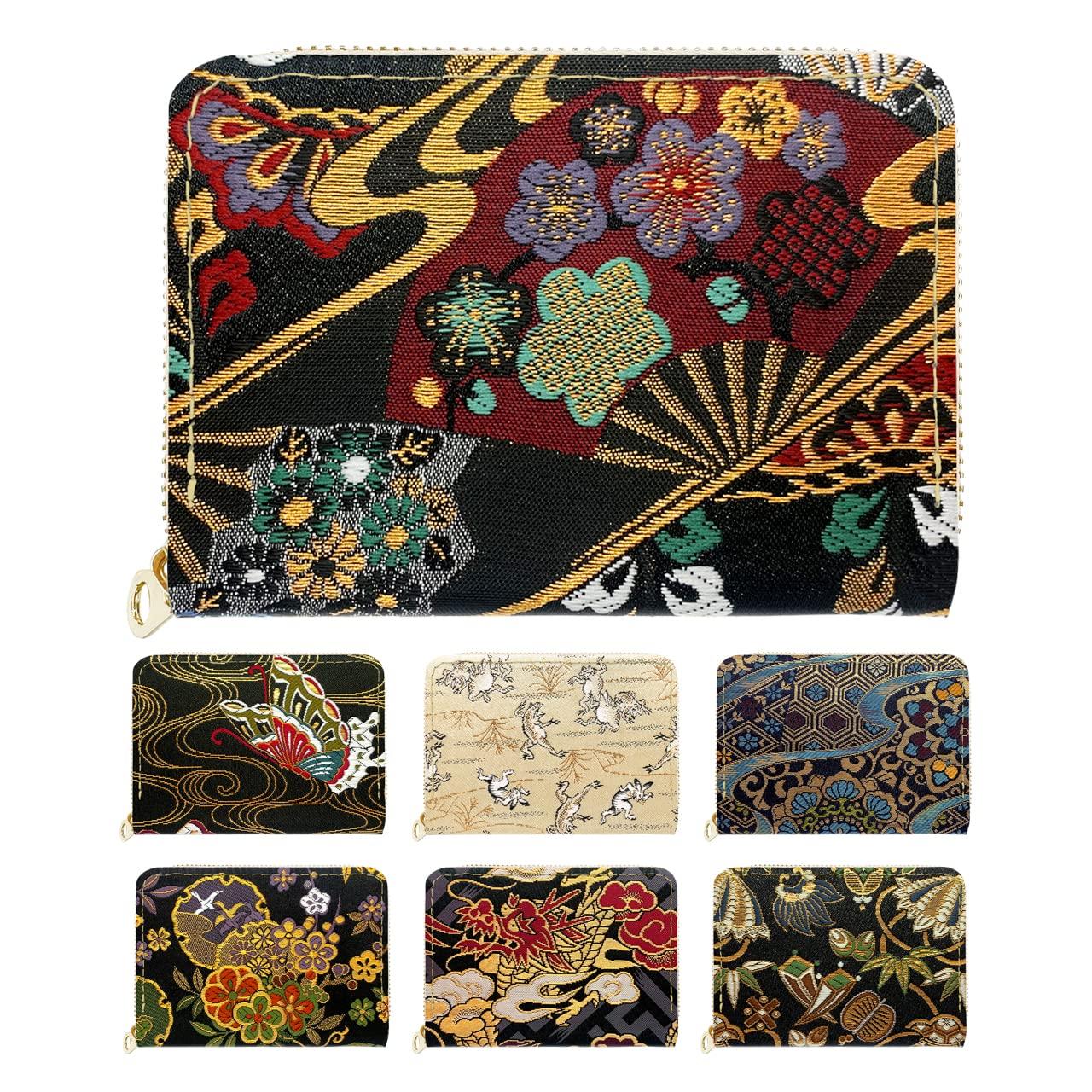 Нишидзин-ори Цукикагэ Мини-кошелек Компактный кошелек Кошелек на круговой молнии Маленький кошелек Хранение карт Мини-кошелек Японский стиль Японский узор Японский