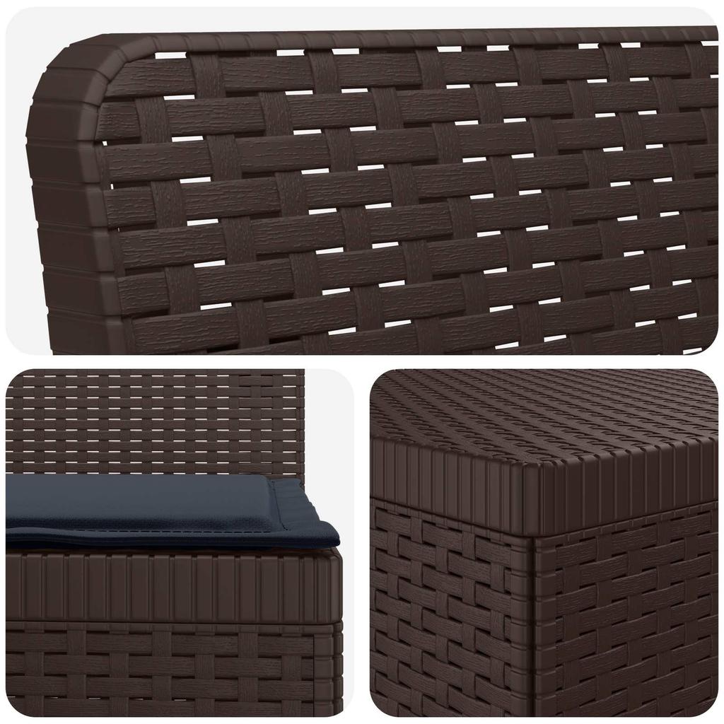4 Seater Garden Sofa with Cushions Rattan Look PP Brown