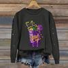 Women's Fashion  Printed Long Sleeve Loose Round Neck Sweatshirt Top