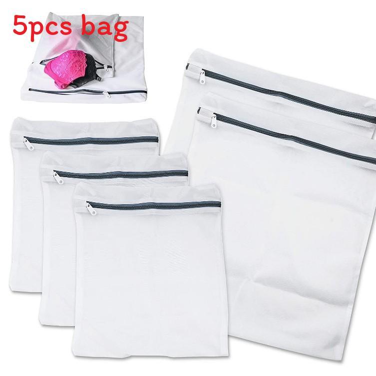 Modern Minimalist Polyester Laundry Bag Set With Colorful Zippers For Home Use
