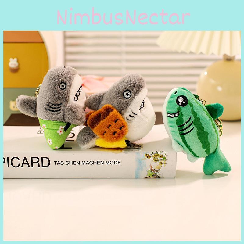 Funny Shark Plush Keychain Pp Cotton Stuffed Animal Bag Decor Gift Teens Kids