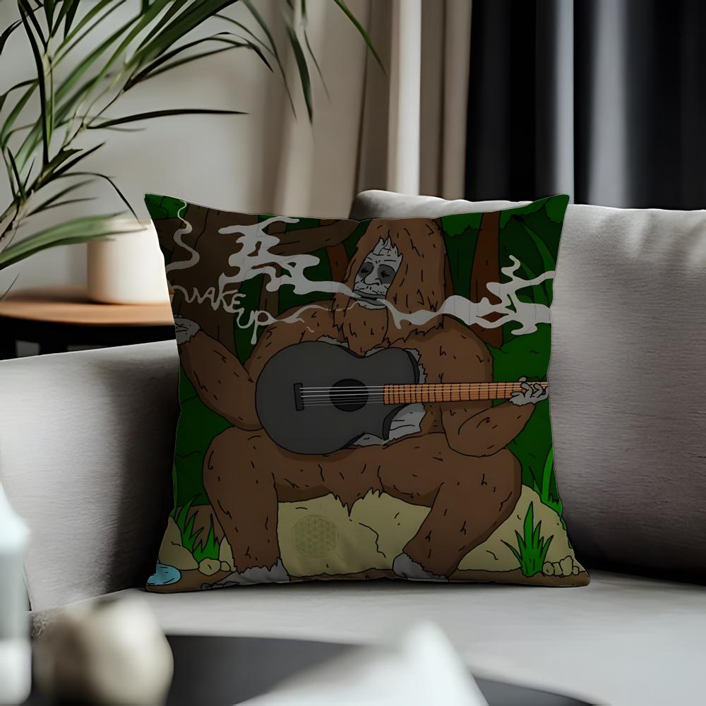 Trending SSassy the Sasquatchead Cushion Cover Antidustmite Pillowcase Invisible Zipper Silky Short Plush Sofa Cushion Cover