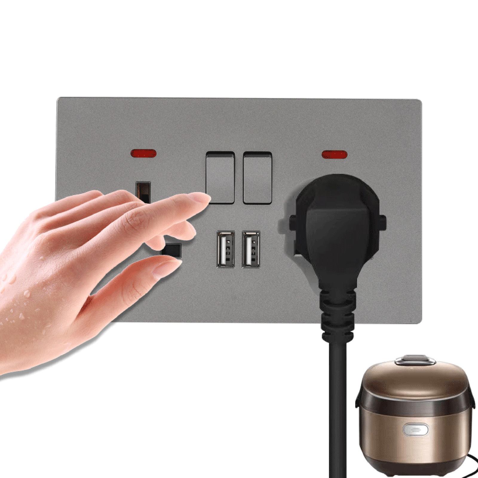 

Зручне рішення для заряджання Подвійний настінний USB-адаптер Стандарт Великобританії Швидке та ефективне заряджання Надійний для кількох пристроїв білий