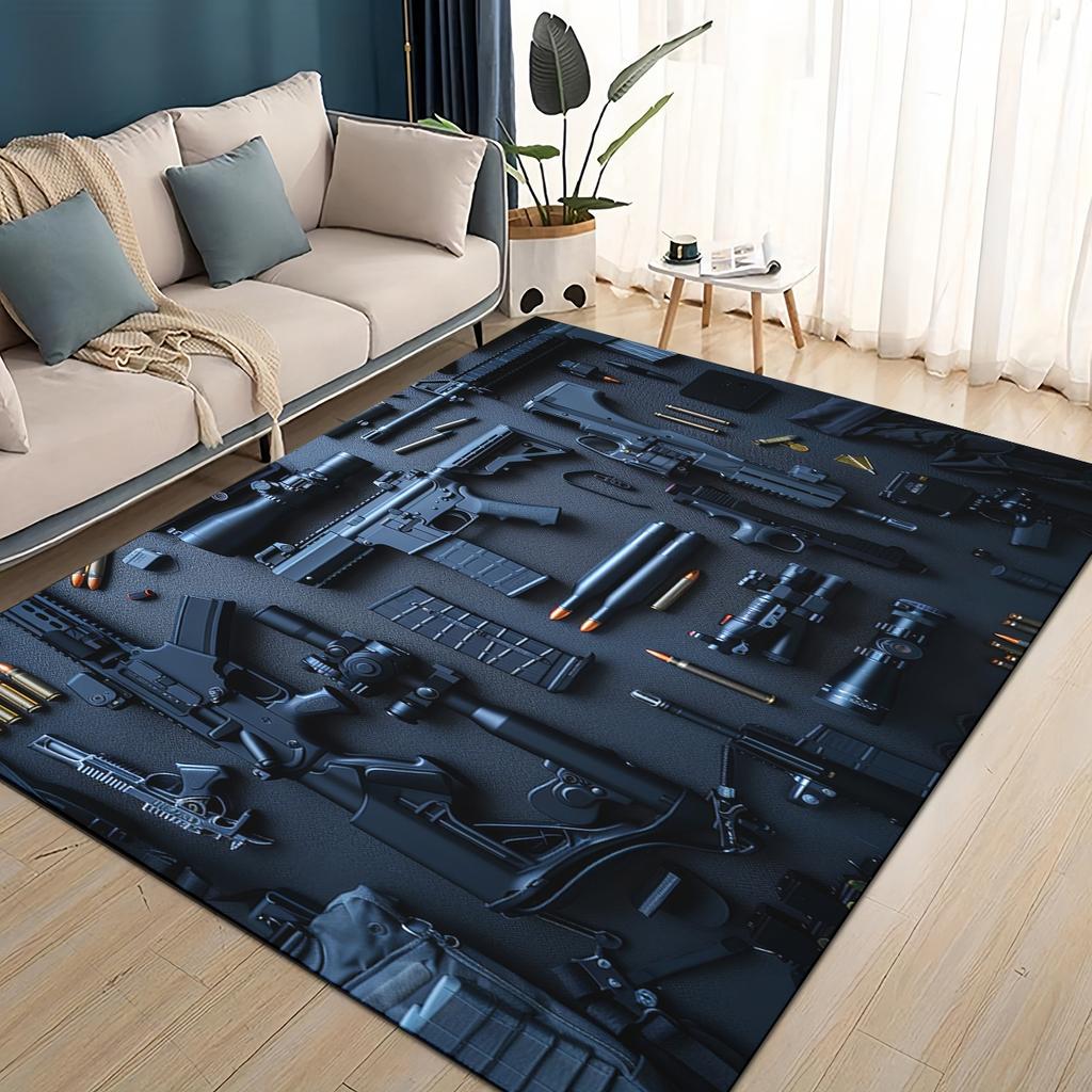 Style Military Shoot Gun Armoury Hot Weapons Rug for Living Room Bedroom Home Sofa Decoration,Kids Floor Mat
