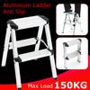 150KG Maximum Load 2 Step Stool Folding Ladder Anti Slip Safety Aluminium Ladder New