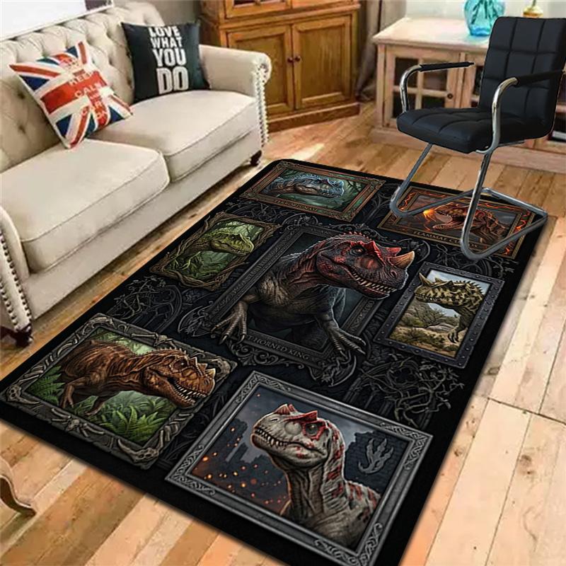 Dinosaur Portraits Pattern Rug Floor Mat for Living Room or Bedroom Soft and Comfortable Carpet a Gift for Birthday and Holiday.